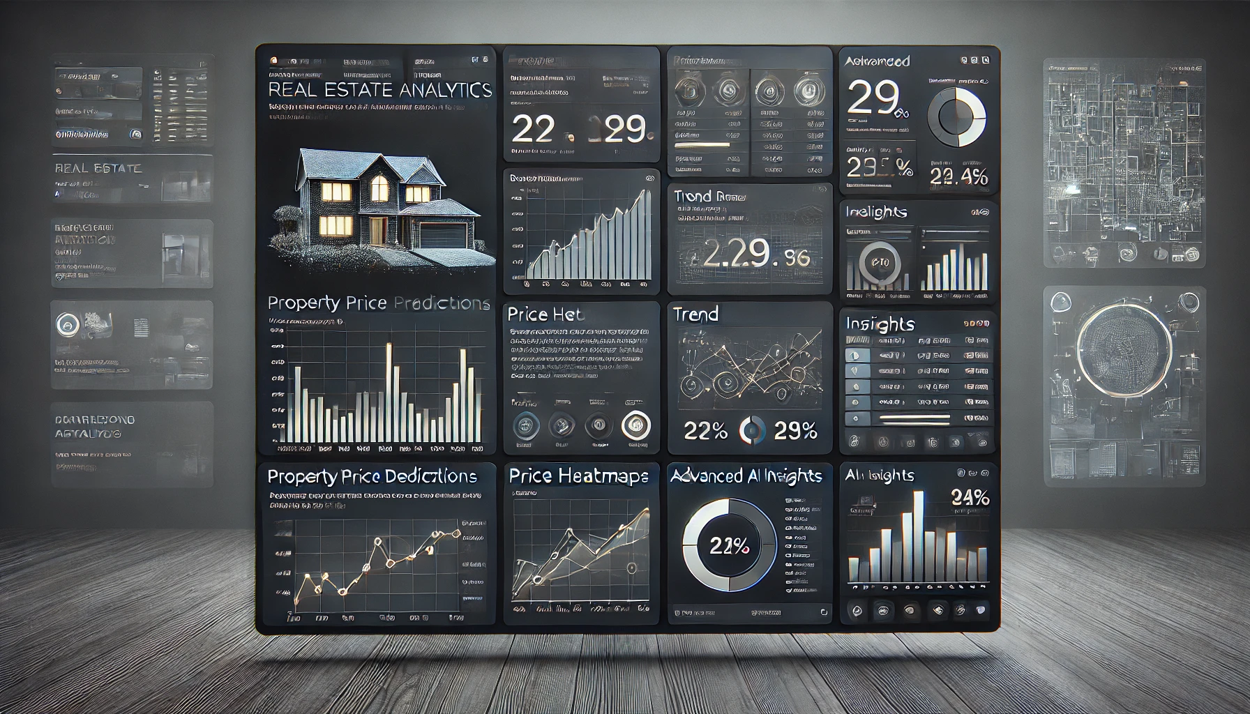 a large black board with graphs and charts